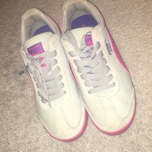 Light grey , pink and purple puma sneakers
